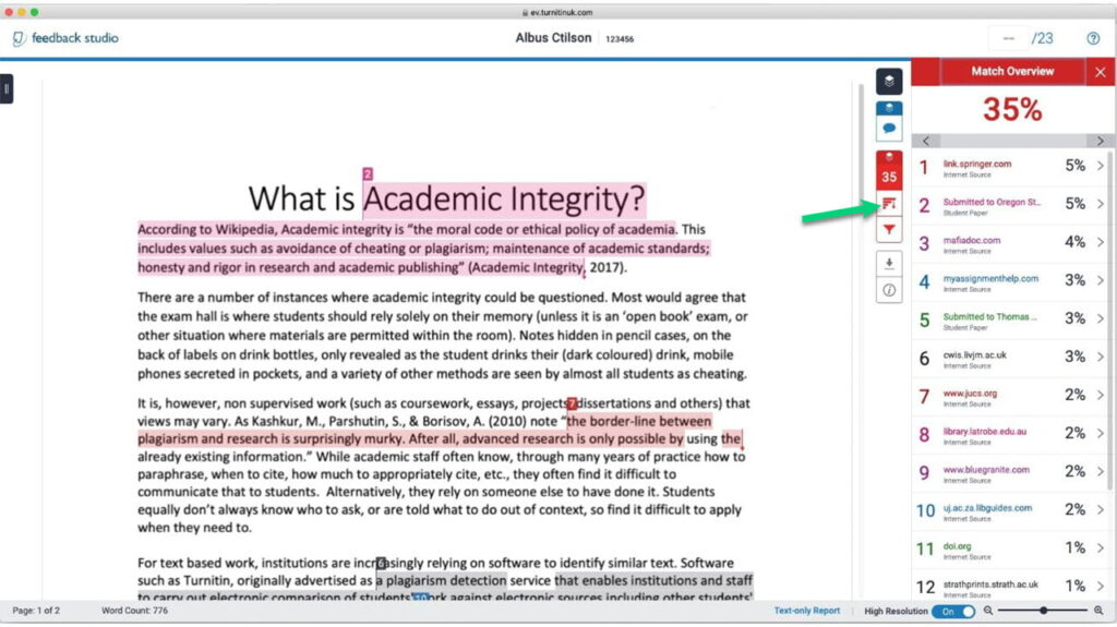 Screenshot of the Similarity Insights Panel open to view matches. 