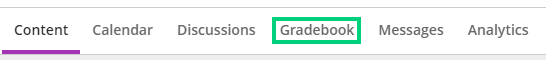 Screenshot of course icons with the gradebook icon circled.