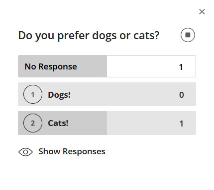 Screenshot of a poll in Collaborate from the Moderator view. 