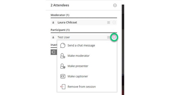 Screenshot of the attendees panel open in a Collaborate session. One user has their hand raised, and this icon is visible.
