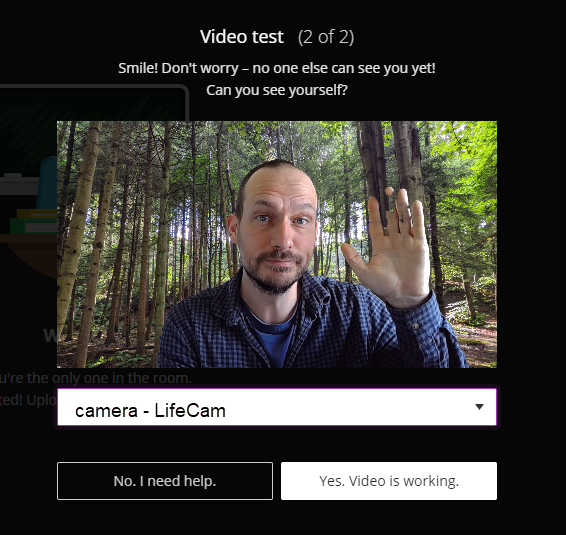 Collaborate Video Test - Look for 'LifeCam' in the default room setup