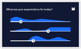 A mentimeter screenshot asking what are your expectations for today? and a graph showing numeric responses. Example of mentimeter.