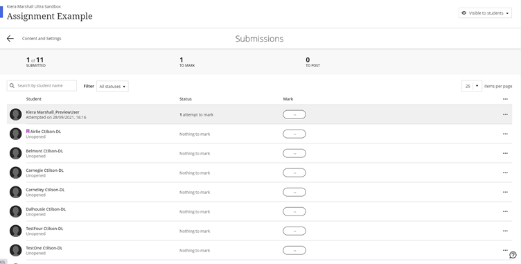 Blackboard assignment submissions