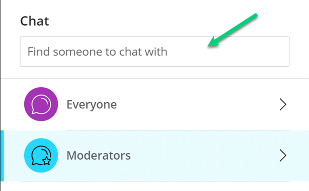 Collaborate different chats selector highlighting search bar