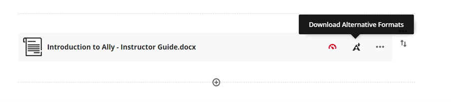 Blackboard ultra document showing the download alternative formats button on an uploaded document