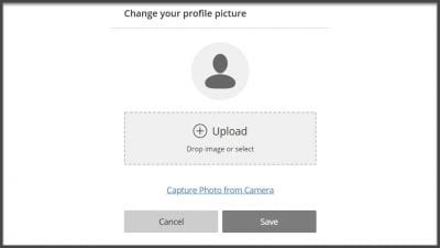 Screenshot of the profile picture page to upload a new picture.