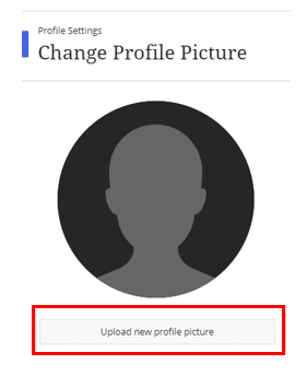 Screenshot of the profile settings with a circle around the option to 'Upload new profile picture'.