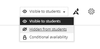 Blackboard ultra visibility setting drop-down