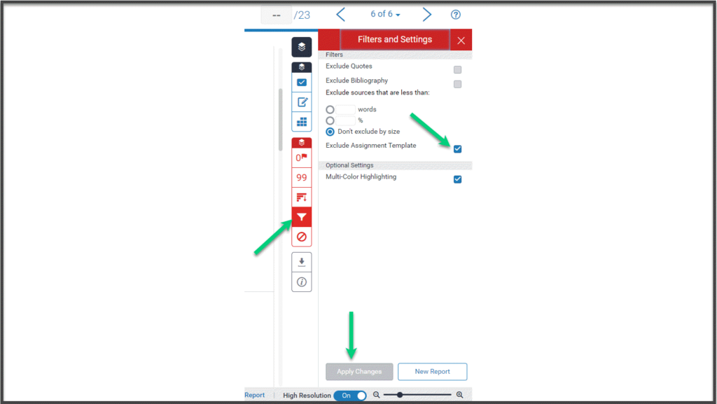 exclude assignment template turnitin