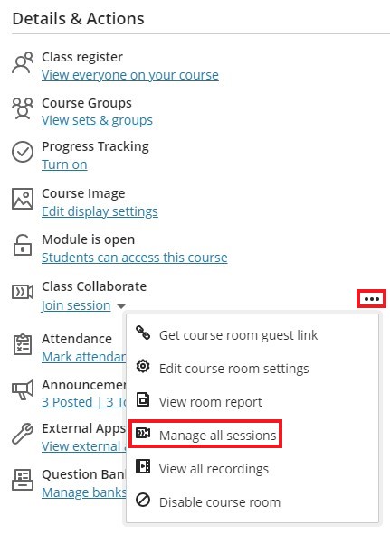 Manage all Sessions