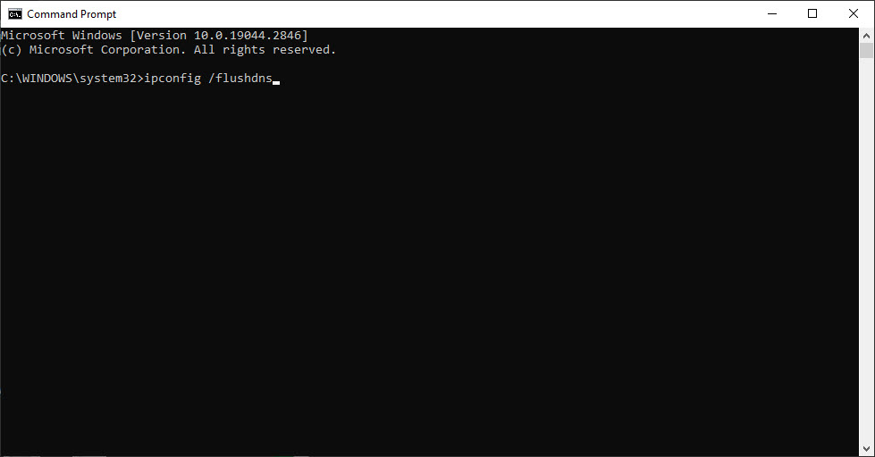 Screenshot of the Command Prompt app open with the specified line of code entered.